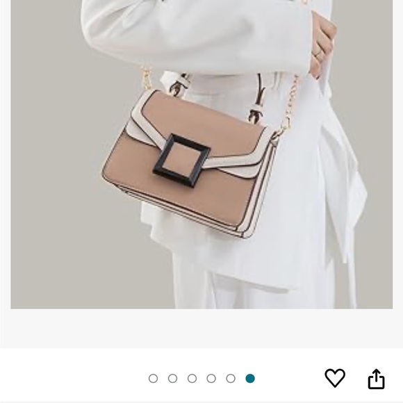 Apricot colored small square crossbody chain strap bag - Picture 4 of 8